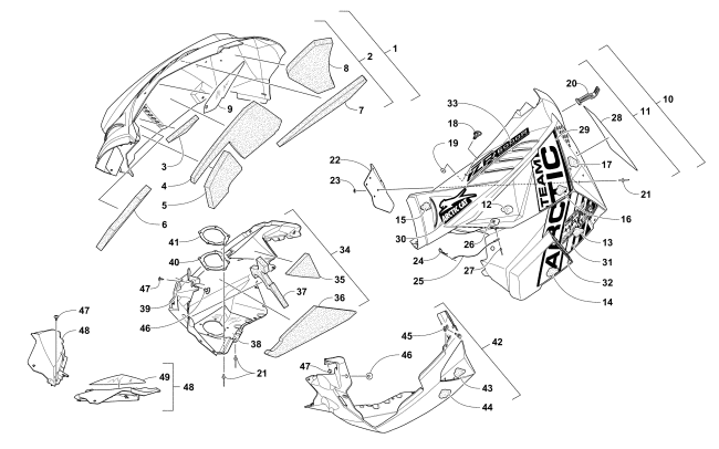 Parts Diagram for Arctic Cat 2017 ZR 6000 R SX SNOWMOBILE SKID PLATE AND SIDE PANEL ASSEMBLY