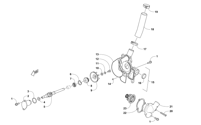 Parts Diagram for Arctic Cat 2017 ZR 6000 R SX SNOWMOBILE WATER PUMP AND THERMOSTAT