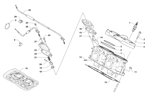 Parts Diagram for Arctic Cat 2017 ZR 6000 R SX SNOWMOBILE CYLINDER AND HEAD ASSEMBLY