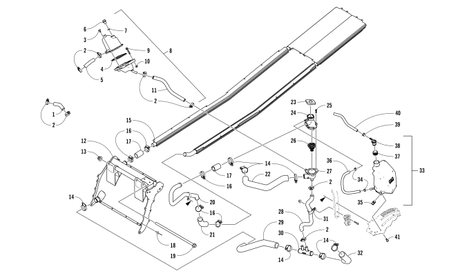 Parts Diagram for Arctic Cat 2017 XF 9000 HIGH COUNTRY LTD 141 SNOWMOBILE COOLING ASSEMBLY