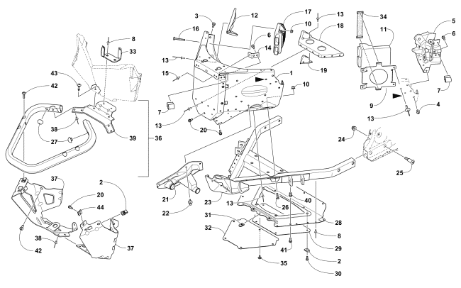 Parts Diagram for Arctic Cat 2017 ZR 9000 RR 137 SNOWMOBILE FRONT BUMPER AND FRAME ASSEMBLY
