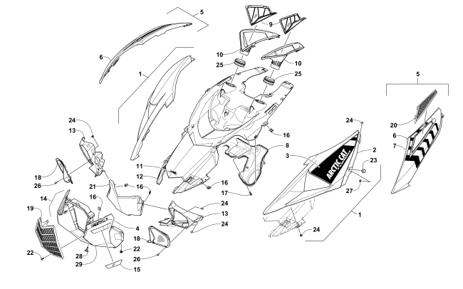 Parts Diagram for Arctic Cat 2017 XF 9000 HIGH COUNTRY LTD 153 2.2 SNOWMOBILE HOOD ASSEMBLY