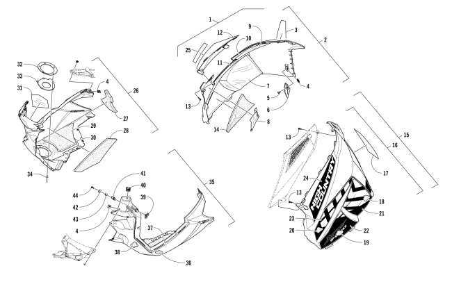 Parts Diagram for Arctic Cat 2017 XF 9000 HIGH COUNTRY LTD 141 SNOWMOBILE SKID PLATE AND SIDE PANEL ASSEMBLY