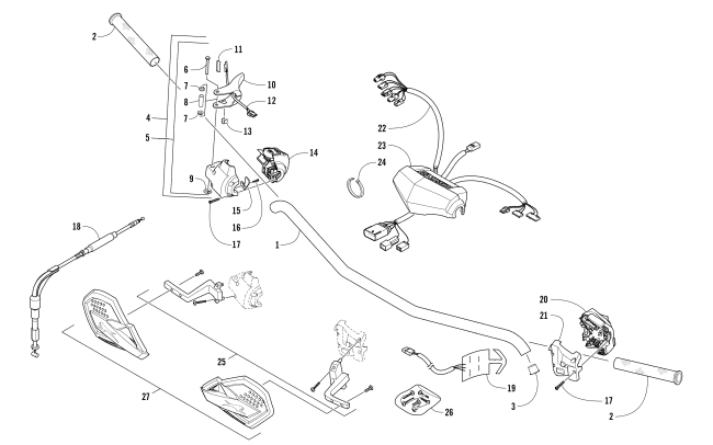 Parts Diagram for Arctic Cat 2017 ZR 9000 RR 129 SNOWMOBILE HANDLEBAR AND CONTROLS
