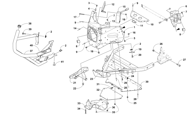 Parts Diagram for Arctic Cat 2017 M 8000 HARD CORE MOUNTAIN CAT 153 SNOWMOBILE FRONT BUMPER AND FRAME ASSEMBLY