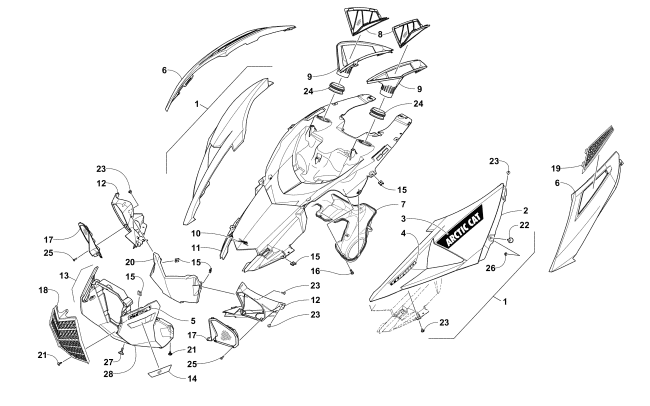 Parts Diagram for Arctic Cat 2017 ZR 9000 RR 137 SNOWMOBILE HOOD ASSEMBLY