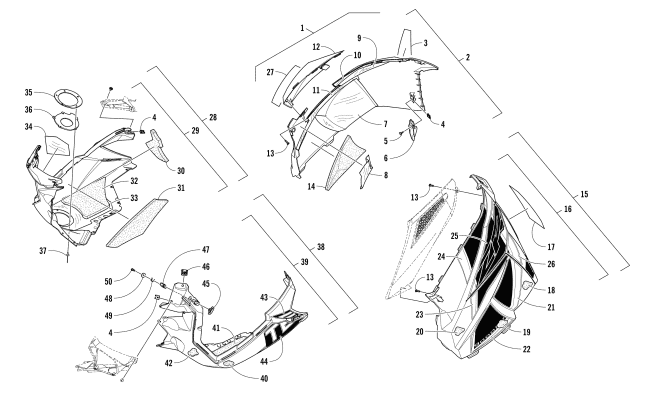 Parts Diagram for Arctic Cat 2017 ZR 9000 RR 129 SNOWMOBILE SKID PLATE AND SIDE PANEL ASSEMBLY