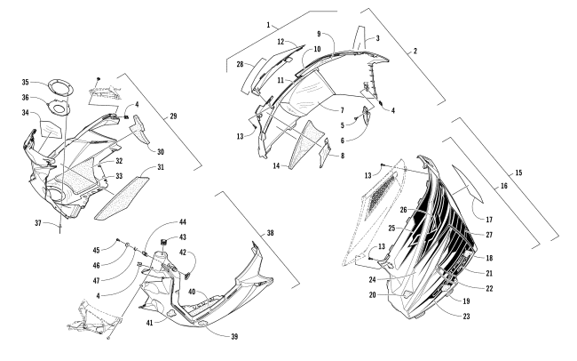 Parts Diagram for Arctic Cat 2017 XF 9000 CROSSTREK 137 SNOWMOBILE SKID PLATE AND SIDE PANEL ASSEMBLY