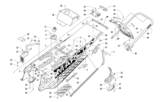 Parts Diagram for Arctic Cat 2017 ZR 9000 RR 129 SNOWMOBILE TUNNEL, REAR BUMPER, AND SNOWFLAP ASSEMBLY