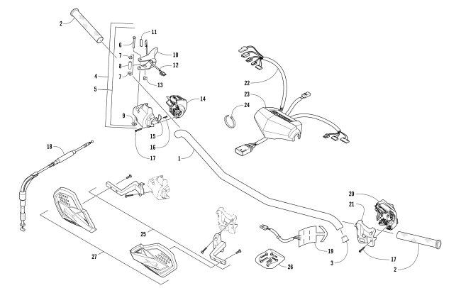 Parts Diagram for Arctic Cat 2018 ZR 9000 THUNDERCAT 137 EARLY BUILD SNOWMOBILE HANDLEBAR AND CONTROLS