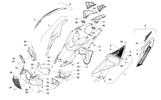 Parts Diagram for Arctic Cat 2017 ZR 9000 THUNDERCAT 137 SNOWMOBILE HOOD ASSEMBLY