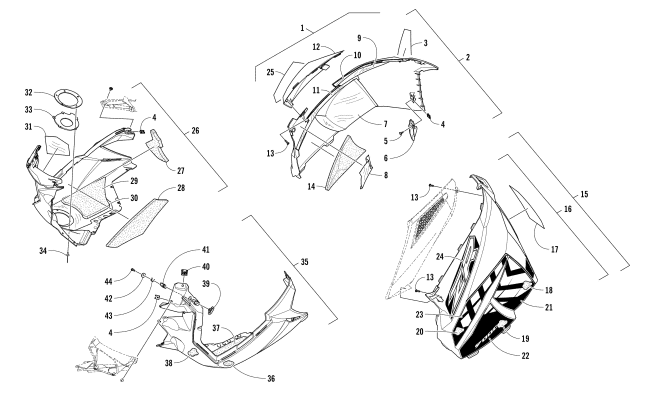 Parts Diagram for Arctic Cat 2017 ZR 9000 LTD 137 SNOWMOBILE SKID PLATE AND SIDE PANEL ASSEMBLY