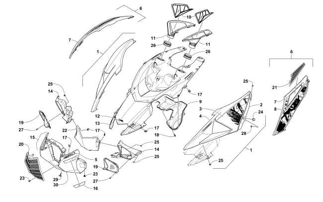 Parts Diagram for Arctic Cat 2017 ZR 9000 LTD 129 SNOWMOBILE HOOD ASSEMBLY