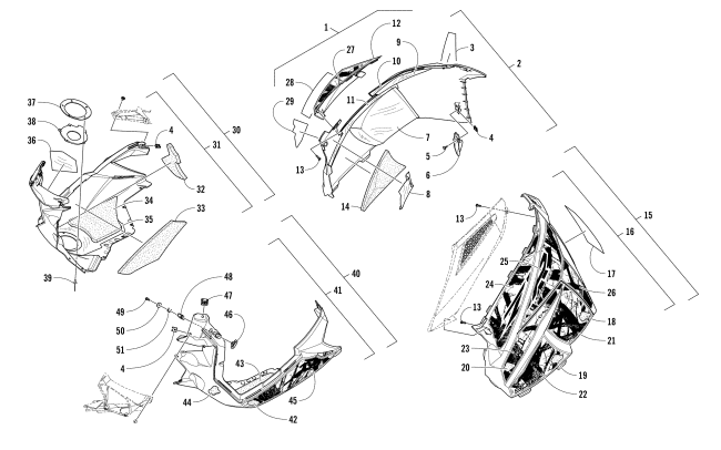 Parts Diagram for Arctic Cat 2017 ZR 9000 LTD 129 SNOWMOBILE SKID PLATE AND SIDE PANEL ASSEMBLY