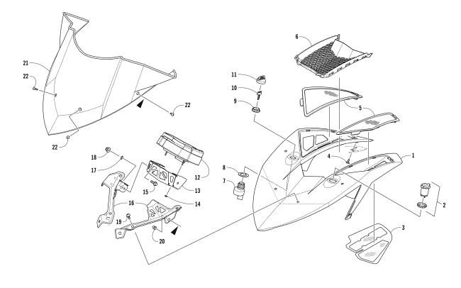 Parts Diagram for Arctic Cat 2017 M 8000 HCR 153 SNOWMOBILE WINDSHIELD AND INSTRUMENTS ASSEMBLIES