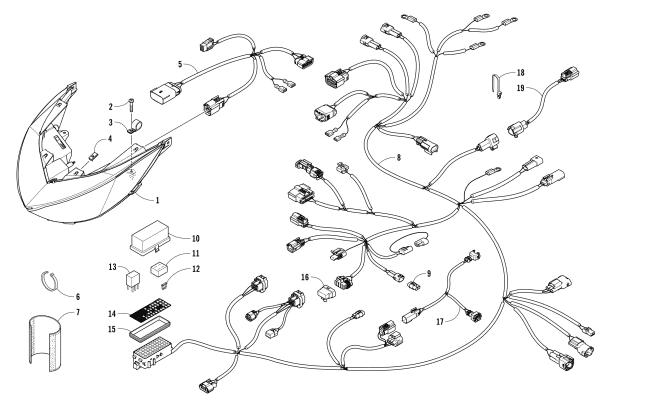 Parts Diagram for Arctic Cat 2017 ZR 6000 RS LTD ES 129 SNOWMOBILE HEADLIGHT AND WIRING ASSEMBLIES