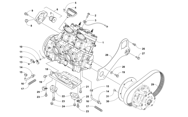 Parts Diagram for Arctic Cat 2017 XF 6000 HIGH COUNTRY 141 SNOWMOBILE ENGINE AND RELATED PARTS