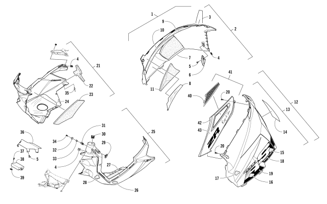 Parts Diagram for Arctic Cat 2017 ZR 6000 RS LTD ES 129 SNOWMOBILE SKID PLATE AND SIDE PANEL ASSEMBLY