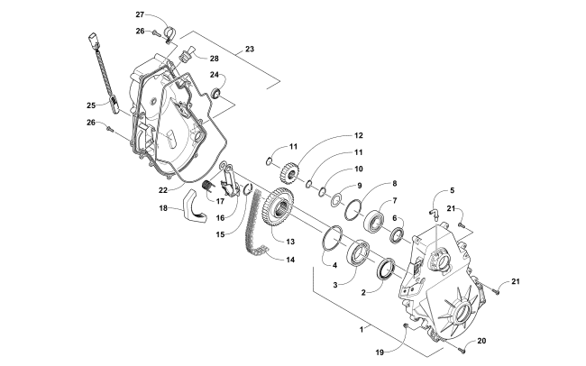Parts Diagram for Arctic Cat 2017 M 6000 SNO PRO 153 SNOWMOBILE CHAIN CASE ASSEMBLY