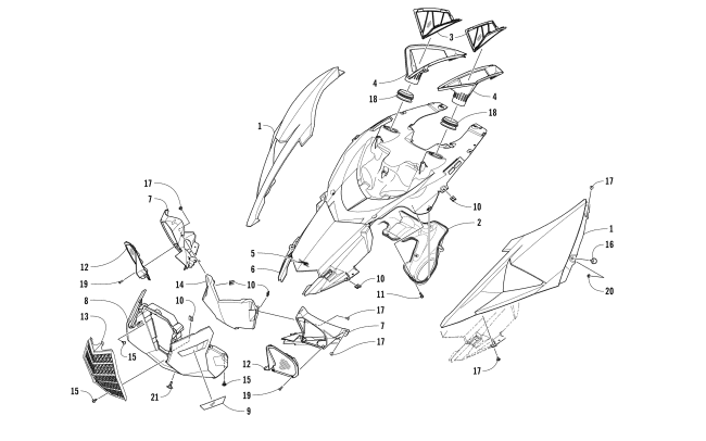 Parts Diagram for Arctic Cat 2018 ZR 9000 THUNDERCAT 137 SNOWMOBILE HOOD ASSEMBLY