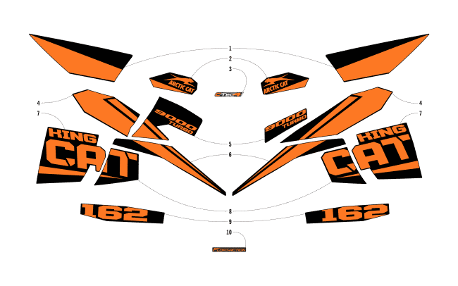 Parts Diagram for Arctic Cat 2018 M 9000 KING CAT 162 EARLY BUILD SNOWMOBILE DECALS