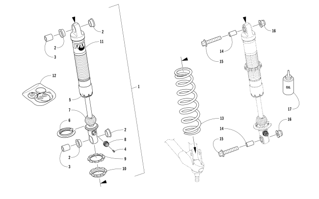 Parts Diagram for Arctic Cat 2018 ZR 8000 SNO PRO ES 129 SNOWMOBILE FRONT SUSPENSION SHOCK ABSORBER ASSEMBLY