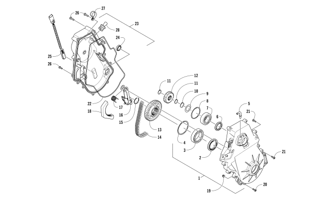 Parts Diagram for Arctic Cat 2018 ZR 8000 ES 129 SNOWMOBILE CHAIN CASE ASSEMBLY