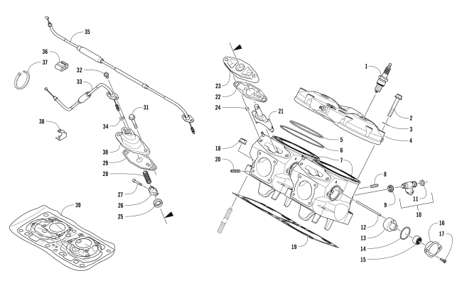 Parts Diagram for Arctic Cat 2018 M 8000 MOUNTAIN CAT 153 SNOWMOBILE CYLINDER AND HEAD ASSEMBLY