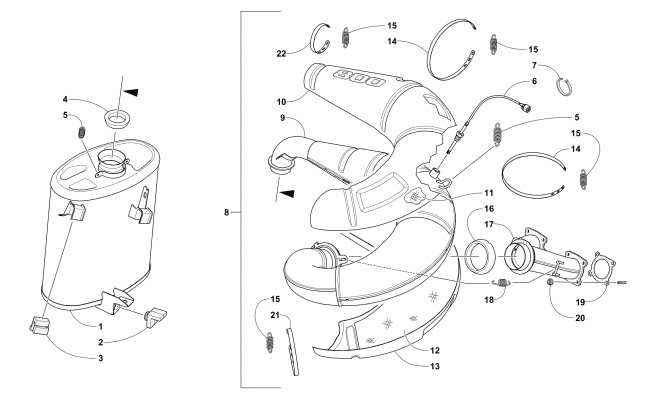 Parts Diagram for Arctic Cat 2018 M 8000 MOUNTAIN CAT 153 EARLY BUILD SNOWMOBILE EXHAUST ASSEMBLY