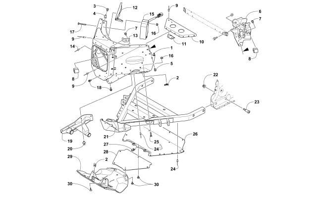 Parts Diagram for Arctic Cat 2018 ZR 8000 SNO PRO ES 129 SNOWMOBILE FRONT FRAME ASSEMBLY