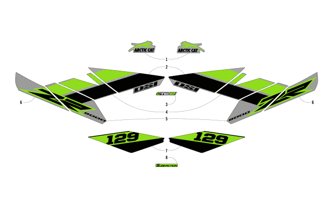 Parts Diagram for Arctic Cat 2018 ZR 8000 SNO PRO ES 129 EARLY RELEASE SNOWMOBILE DECALS