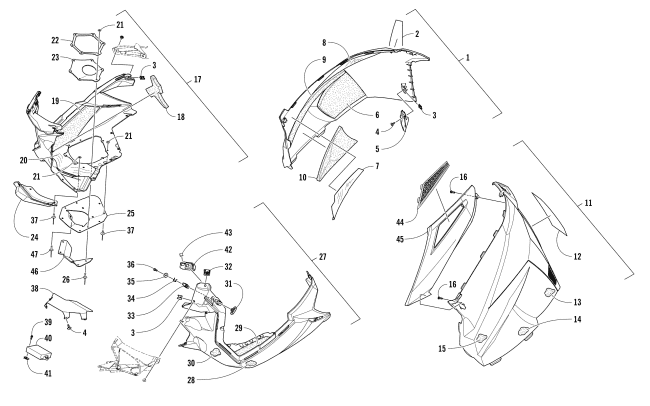 Parts Diagram for Arctic Cat 2018 ZR 8000 LTD ES 129 SNOWMOBILE SKID PLATE AND SIDE PANEL ASSEMBLY