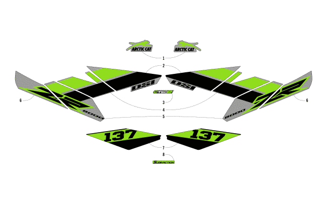 Parts Diagram for Arctic Cat 2018 ZR 8000 SNO PRO ES 137 EARLY RELEASE SNOWMOBILE DECALS