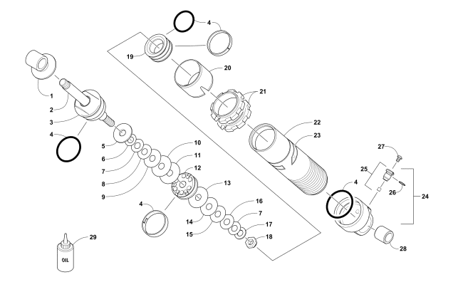 Parts Diagram for Arctic Cat 2016 XF 7000 CROSSTREK SNOWMOBILE REAR SUSPENSION FRONT ARM SHOCK ABSORBER