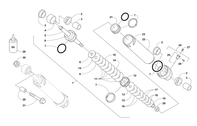 Parts Diagram for Arctic Cat 2018 XF 7000 CROSSTREK 137 SNOWMOBILE REAR SUSPENSION REAR ARM SHOCK ABSORBER