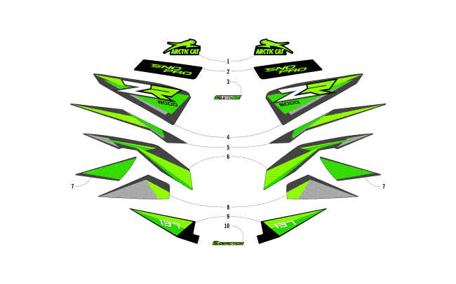 Parts Diagram for Arctic Cat 2018 ZR 8000 SNO PRO ES 137 EARLY BUILD SNOWMOBILE DECALS