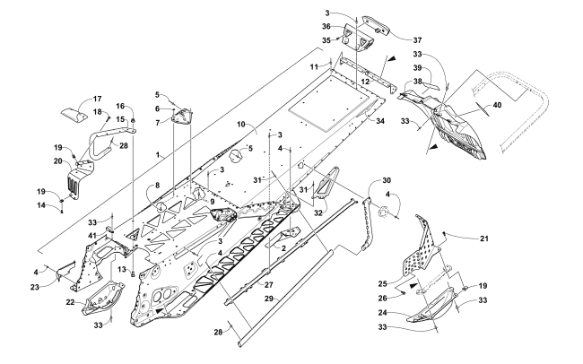 Parts Diagram for Arctic Cat 2018 M 8000 SE ES 153 SNOWMOBILE TUNNEL AND SNOWFLAP ASSEMBLY