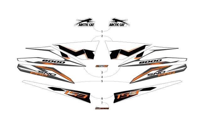 Parts Diagram for Arctic Cat 2018 M 8000 SNO PRO 153 SNOWMOBILE DECALS