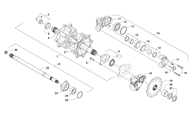Parts Diagram for Arctic Cat 2018 M 8000 HARDCORE 153 SNOWMOBILE DRIVE TRAIN SHAFTS AND BRAKE ASSEMBLIES