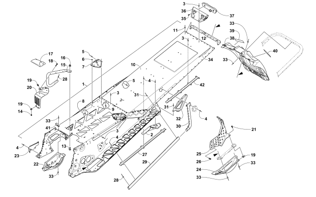 Parts Diagram for Arctic Cat 2018 M 8000 SNO PRO 162 EARLY RELEASE SNOWMOBILE TUNNEL AND SNOWFLAP ASSEMBLY