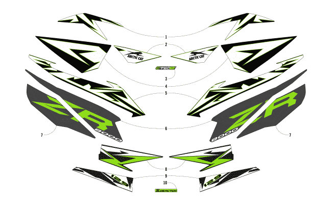 Parts Diagram for Arctic Cat 2018 ZR 8000 LTD ES 129 SNOWMOBILE DECALS