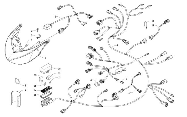 Parts Diagram for Arctic Cat 2018 M 8000 MOUNTAIN CAT ES 162 SNOWMOBILE HEADLIGHT AND WIRING ASSEMBLIES