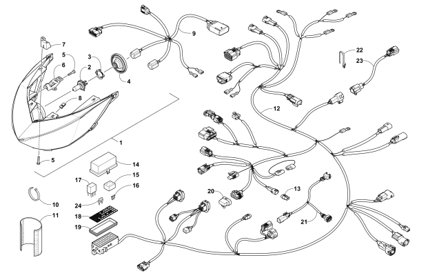 Parts Diagram for Arctic Cat 2018 ZR 8000 SNO PRO ES 129 SNOWMOBILE HEADLIGHT AND WIRING ASSEMBLIES