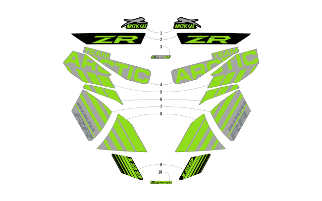 Parts Diagram for Arctic Cat 2018 ZR 8000 RR ES 129 SNOWMOBILE DECALS