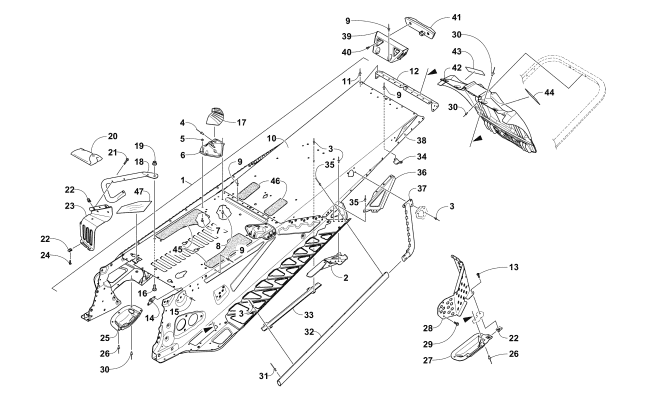 Parts Diagram for Arctic Cat 2018 XF 9000 CROSSTREK 137 SNOWMOBILE TUNNEL AND SNOWFLAP ASSEMBLY
