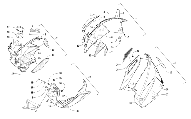 Parts Diagram for Arctic Cat 2018 ZR 9000 THUNDERCAT 137 SNOWMOBILE SKID PLATE AND SIDE PANEL ASSEMBLY