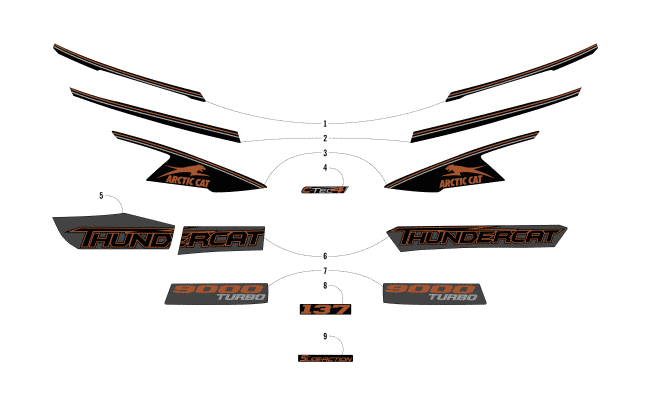 Parts Diagram for Arctic Cat 2018 ZR 9000 THUNDERCAT 137 SNOWMOBILE DECALS