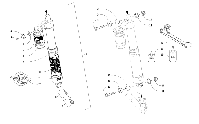 Parts Diagram for Arctic Cat 2018 M 8000 HARDCORE 153 SNOWMOBILE FRONT SUSPENSION SHOCK ABSORBER ASSEMBLY