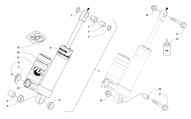 Parts Diagram for Arctic Cat 2018 ZR 8000 EL TIGRE ES 129 SNOWMOBILE REAR SUSPENSION REAR ARM SHOCK ABSORBER