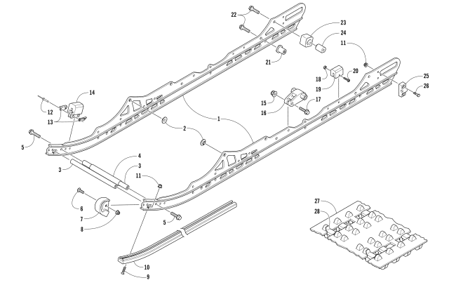 Parts Diagram for Arctic Cat 2018 LYNX 2000 LT SNOWMOBILE SLIDE RAIL AND TRACK ASSEMBLY